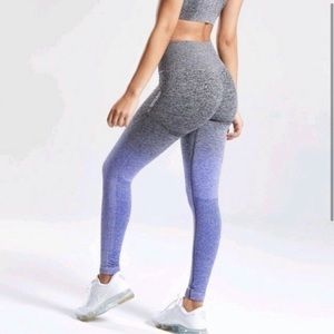 Gymshark ombré leggings in marle grey and purple, size small